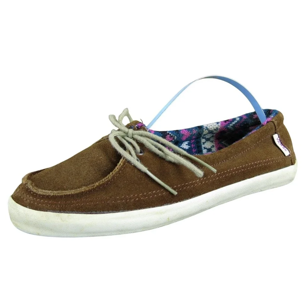 VANS Women‎ Rata Flat Sneaker Brown Leather Sz 5.5 Medium  Used 2025